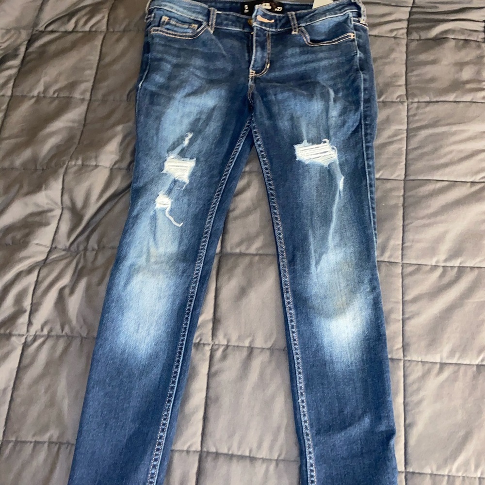 Hollister Dark-washed low rise jeans